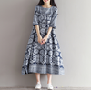 Boho Pteris Floral Highlander Linen Tunic Dress