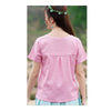 Spleißung Schmal Stehkragen Kurzarm T-Shirt Pink