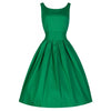 Vintage 50s Dress Hepburn Style Solid Color Bubble Dress   green