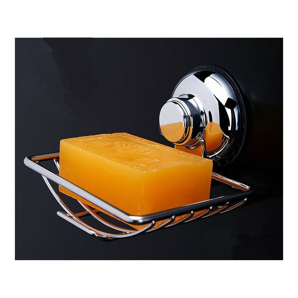 Stainless Steel Soap Rack Holder Suction Tray Dish Shower Bathroom Soap dish