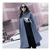 Hooded Cocoon Shape Coat Woman Middle Long Cloak  S