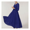 V-Necked Chiffon Schmal Mittelteil Langes Kleid MARINEBLAU S