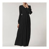 V-necked Chiffon Slim Middle Long Dress   black   S