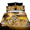 3D Flower Queen King Size Bed Quilt/Duvet Sheet Cover 4PC Set Tiger and Lion