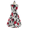 Hepburn Style Damen Kleid Schmal Vintage A-Linie Rock Rot