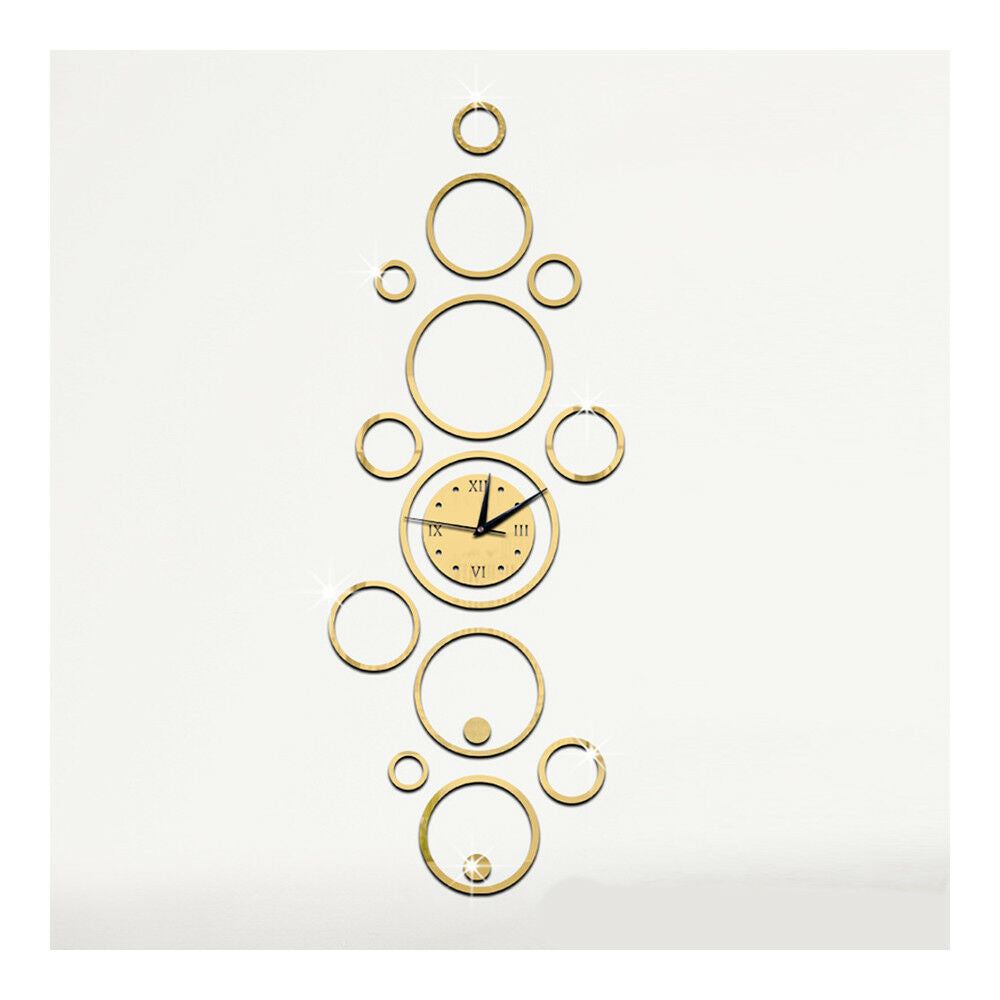 Mirror Sticking Wall Clock Living Room Creative 3D Acrylic Circle