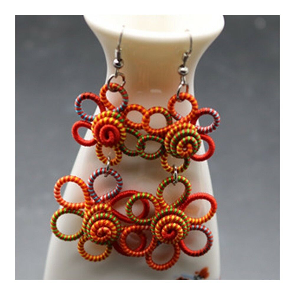 Cloth Style Long Earrings Creative Long Costume Circles   01