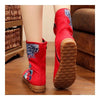 Vintage Beijing Cloth Shoes Embroidered Boots red 35