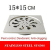 SUS304 Stainless steel 15cm square with 110mm tube deodorant floor drain US HOME