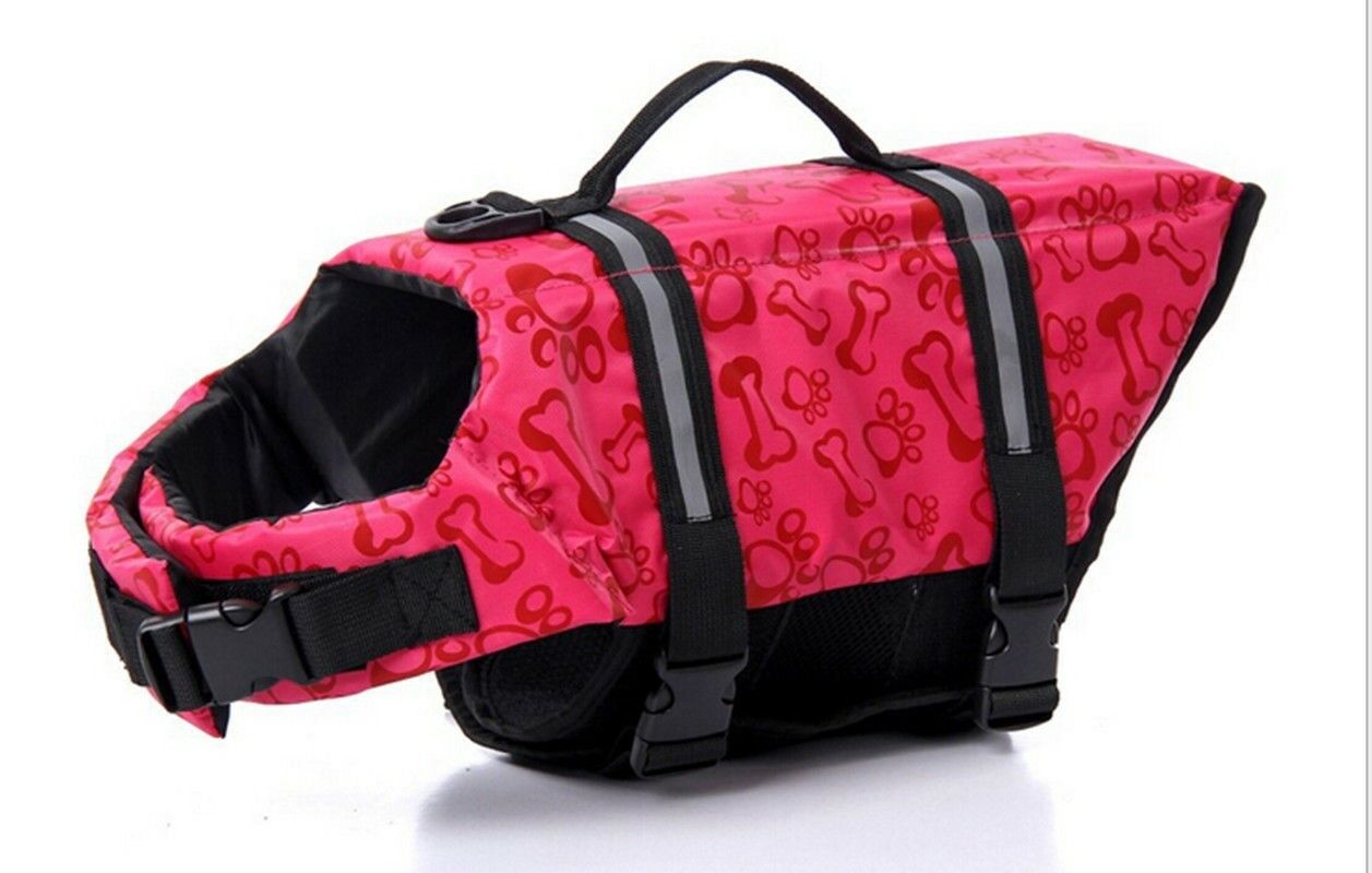 Dog life Jacket Safer Vest Swimming Jacket Flotation Float Jacket red bone
