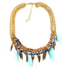 European Fashionable Exaggerated Feather Garment Necklace Korean Galvanized Shor