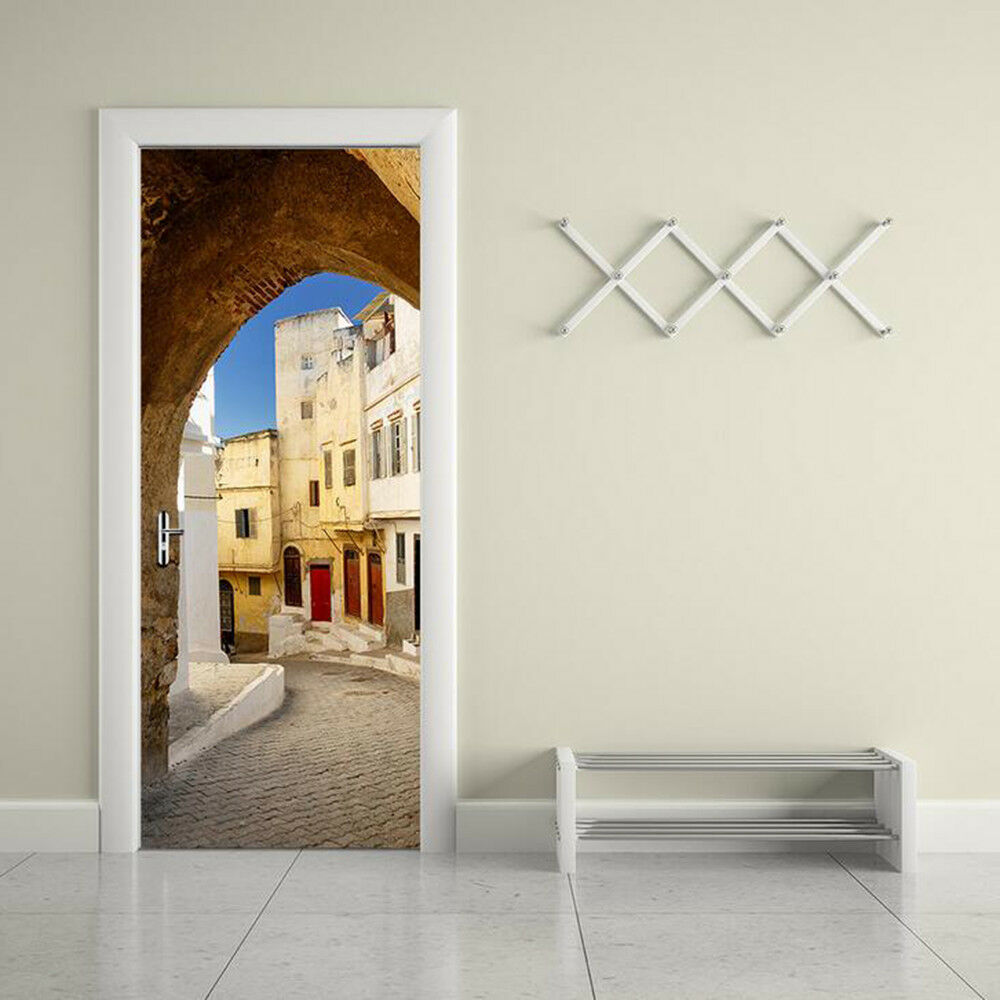 New 3D DIY PVC Waterproof  Door Wall Sticker Narrow Street qd060
