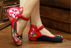 Chinese Embroidered Floral Shoes Women Ballerina Mary Jane Flat Ballet Cotton Lo