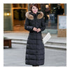 Long Down Coat Plus Size Big Fur Collar Slim Thick    black