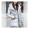 Down Coat Woman Middle Long Slim Plus Size Winter    grey