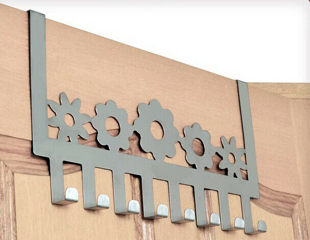 Over The Door Home Bathroom Coat Towel Sunflowers Design Iron Hanger Rack 8 Hook