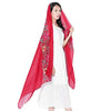 Broderie Écharpe Femme National Style Pèlerine Rouge Vif