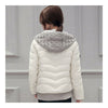 Hooded Down Coat Woman Slim Warm Screw Thread Chic   white