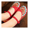 Old Beijing Cloth Embroidered Shoes Flat Casual   red