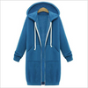 Damen Reisverschluss Vorne Fleece Lang Kapuzenpullover Jacke Übergröße