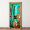 Door Sticker New 3D DIY PVC Waterproof  Door Wall Mural Green Plank qd013