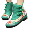 Vintage Beijing Cloth Shoes Embroidered Boots green 35