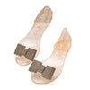 Bowknot Rhinestone Sandals Flat Jelly Shoes Beach Peep-toe
