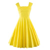 Vintage Groß Schößchen Einfarbig Strapse Kleid Gelb