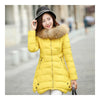 Winter Woman Middle Long Slim Plus Size Down Coat   yellow