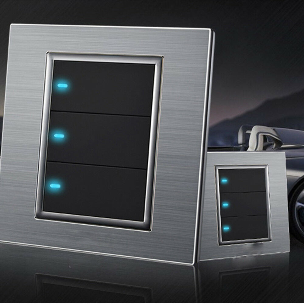 Three billing control wall brushed aluminum LED intelligent switch