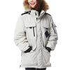 Winter Couple Design Loose Middle Long Thick Down Coat    beige