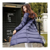 Winter Light Thin Down Slim Coat Extra Long Plus Size    navy