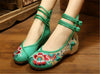 Chinese Embroidered Floral Shoes Women Ballerina Mary Jane Flat Ballet Cotton Lo