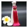 Long Tassel Ice Silk Earrings National Style Dancing   rose red