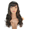 55cm Bouclé Ondulé Perruque Incliné Frisette Faits Saillants Cheveux Noirs