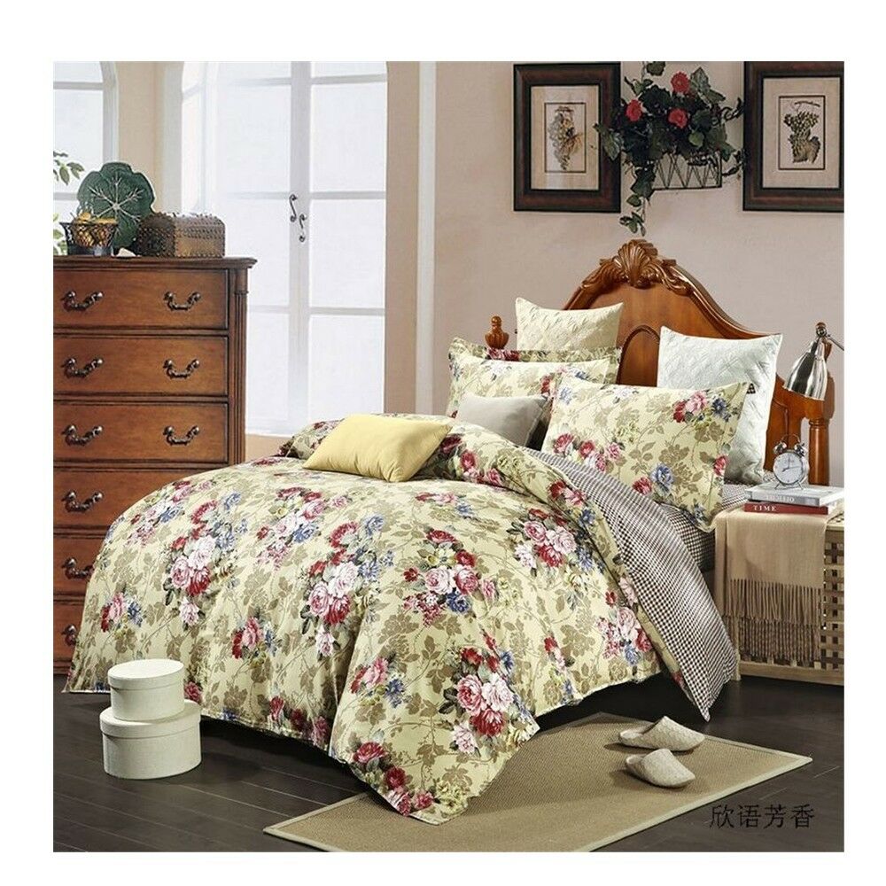 Bed Quilt Duvet Sheet Cover 4PC Set Upscale Cotton 100% 030
