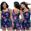 Women Classic Black Blossom Floral Padded One Piece Dress Swimsuit Padded Bra