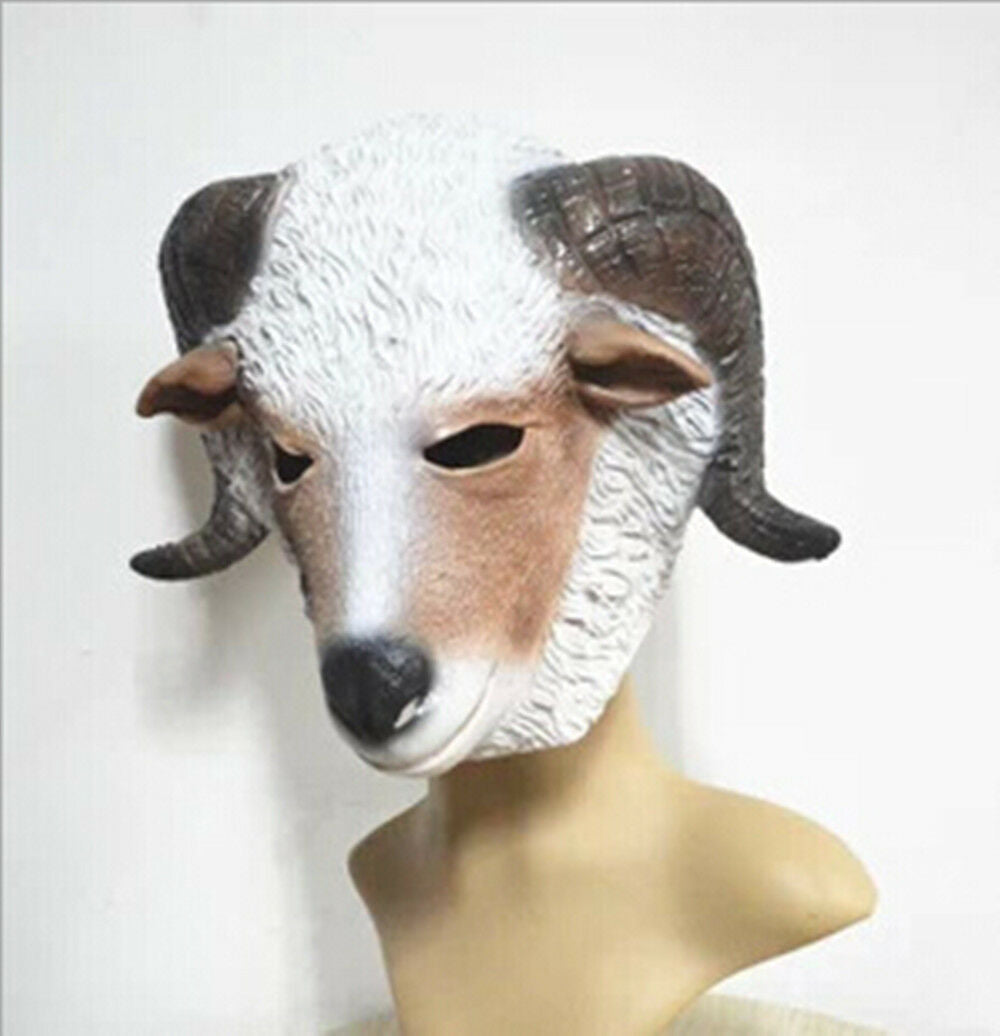 Goat Head Mask Rubber Latex Animal Costume Full head Mask Halloween Costume Fanc