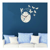 Acrylic Butterfly Creative Mirror DIY Wall Clock   silver