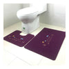 Embroidery Toilet Seat 2pcs Set Foot Mat Carpet