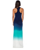 Gradient Blue Racer Back Floor Length Maxi Long Dress