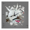 Creativo Bricolaje Reloj de Pared 3d Silent Decoración Ciudad Cucoloris Plata