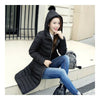 Invierno Plumón Mujer Medio Largo Grueso Claro Talla Grande Negro