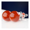 natural onyx earrings  8mm RED