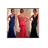 Sexy Lace Chiffon Backless Evening Formal Party Cocktail Long Dress Prom  RED