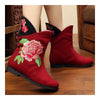 Peacock Vintage Beijing Cloth Shoes Embroidered Boots jujube 35
