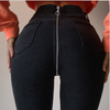 Damen Denim Reißverschluss Offener Rücken Distressed Röhrenjeans Hohe Taille