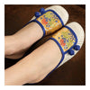 Old Beijing Cloth Embroidered Shoes Flax Slippers  blue