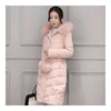 Real Fox Fur Collar Middle Long Down Coat Woman   pink