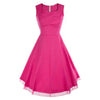 Vintage Hepburn Stil Ärmellos Quadrat Kleid Rose Rot
